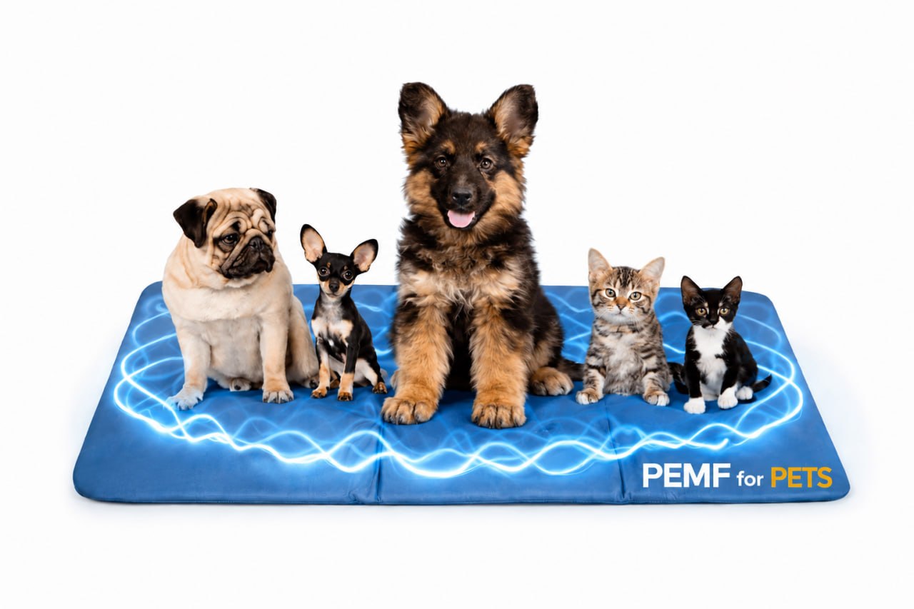 Happy dog enjoying PEMF therapy for pets
